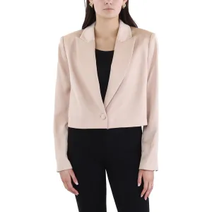 Womens Crop Satin One-Button Blazer