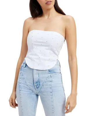 Womens Embellished Corset Strapless Top