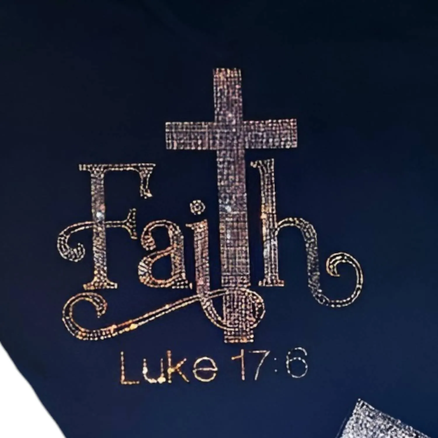 Women's Faith Rhinestone V Neck Tee In Black