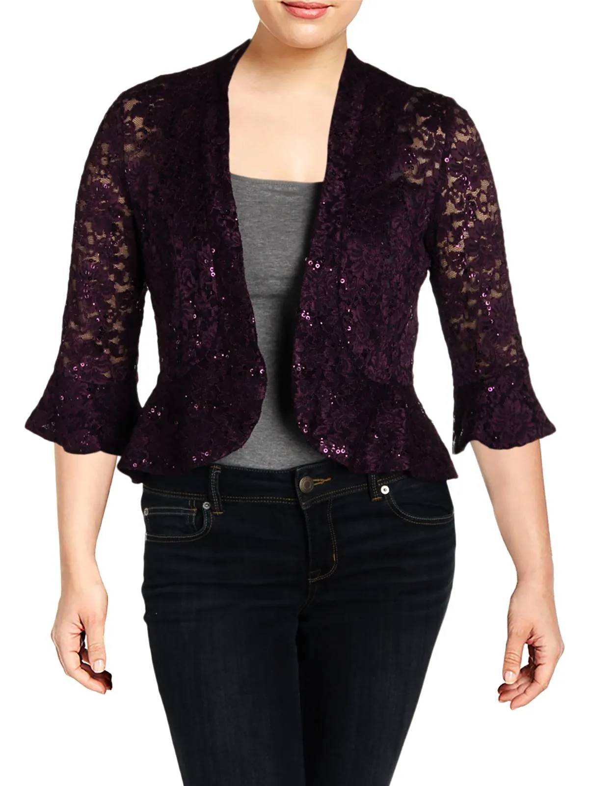 Womens Lace Sequined Bolero
