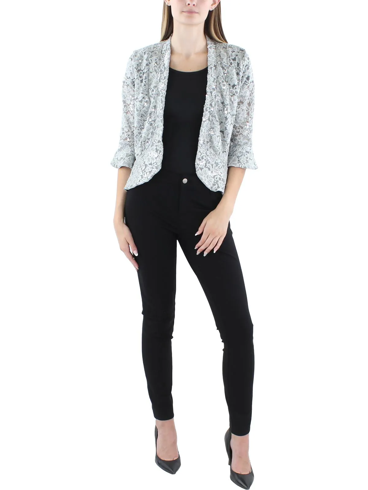Womens Lace Sequined Bolero