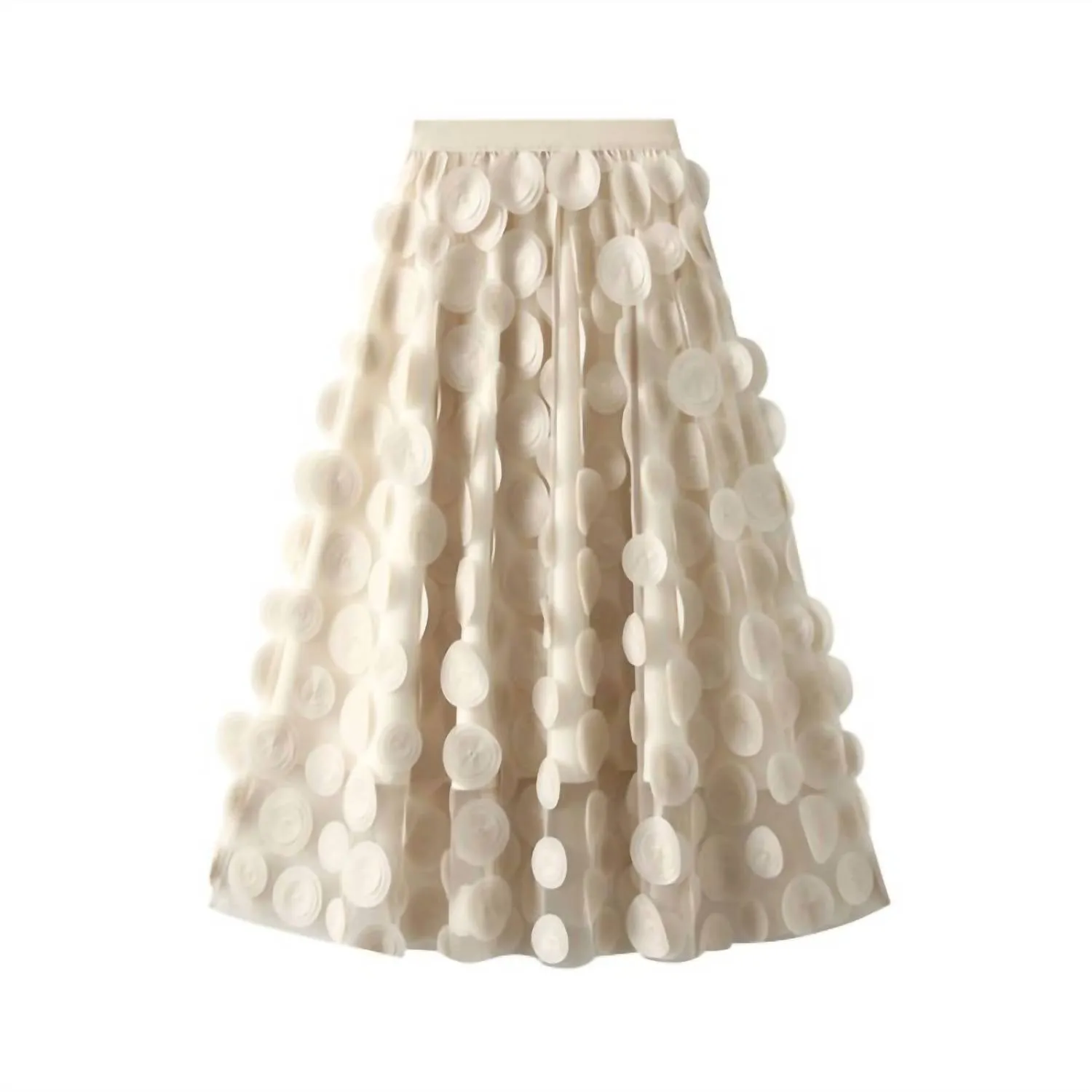 Women's Large Circle Embellished Skirts In Nude