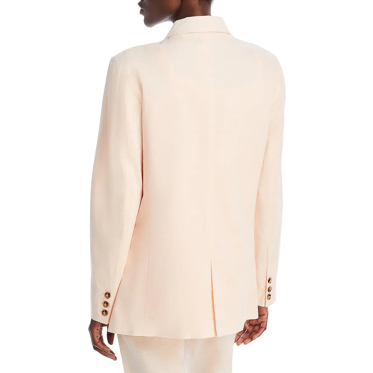 Womens Linen Blend Lapel Two-Button Blazer