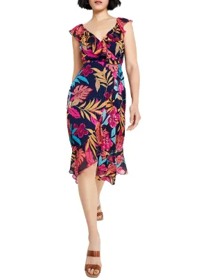 Womens Midi Ruffled Midi Dress