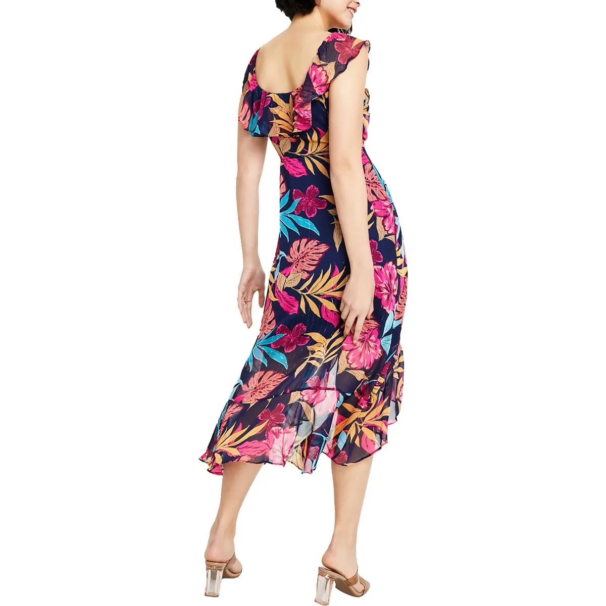 Womens Midi Ruffled Midi Dress