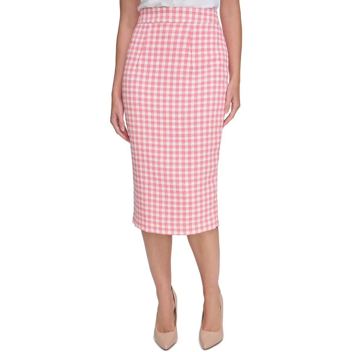 Womens Plaid Tweed Pencil Skirt