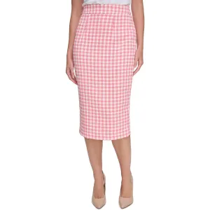 Womens Plaid Tweed Pencil Skirt