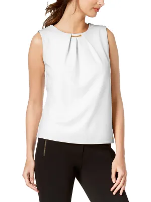 Womens Pleated Sleeveless Pullover Top