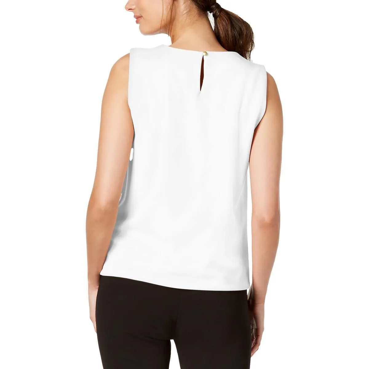 Womens Pleated Sleeveless Pullover Top