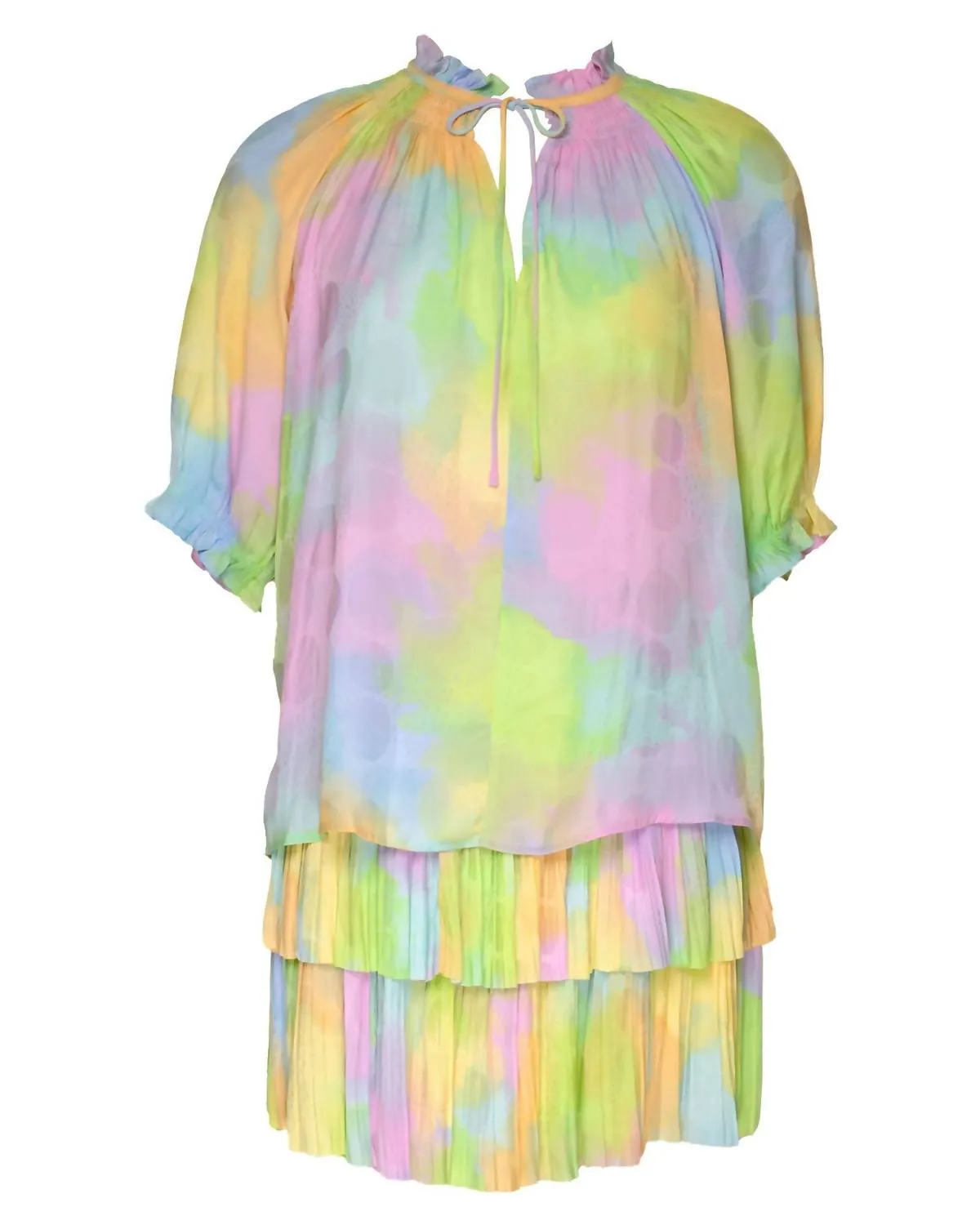 Women's Ruffled Puff Sleeve Blouse In Cotton Candy