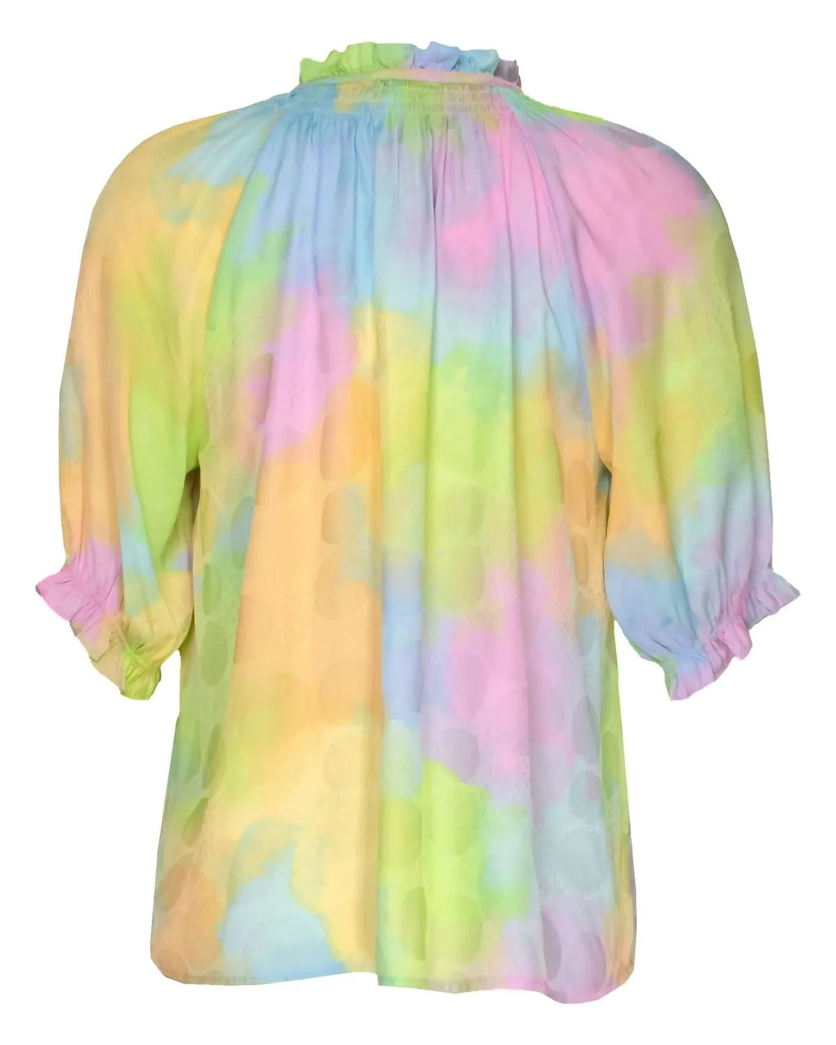 Women's Ruffled Puff Sleeve Blouse In Cotton Candy