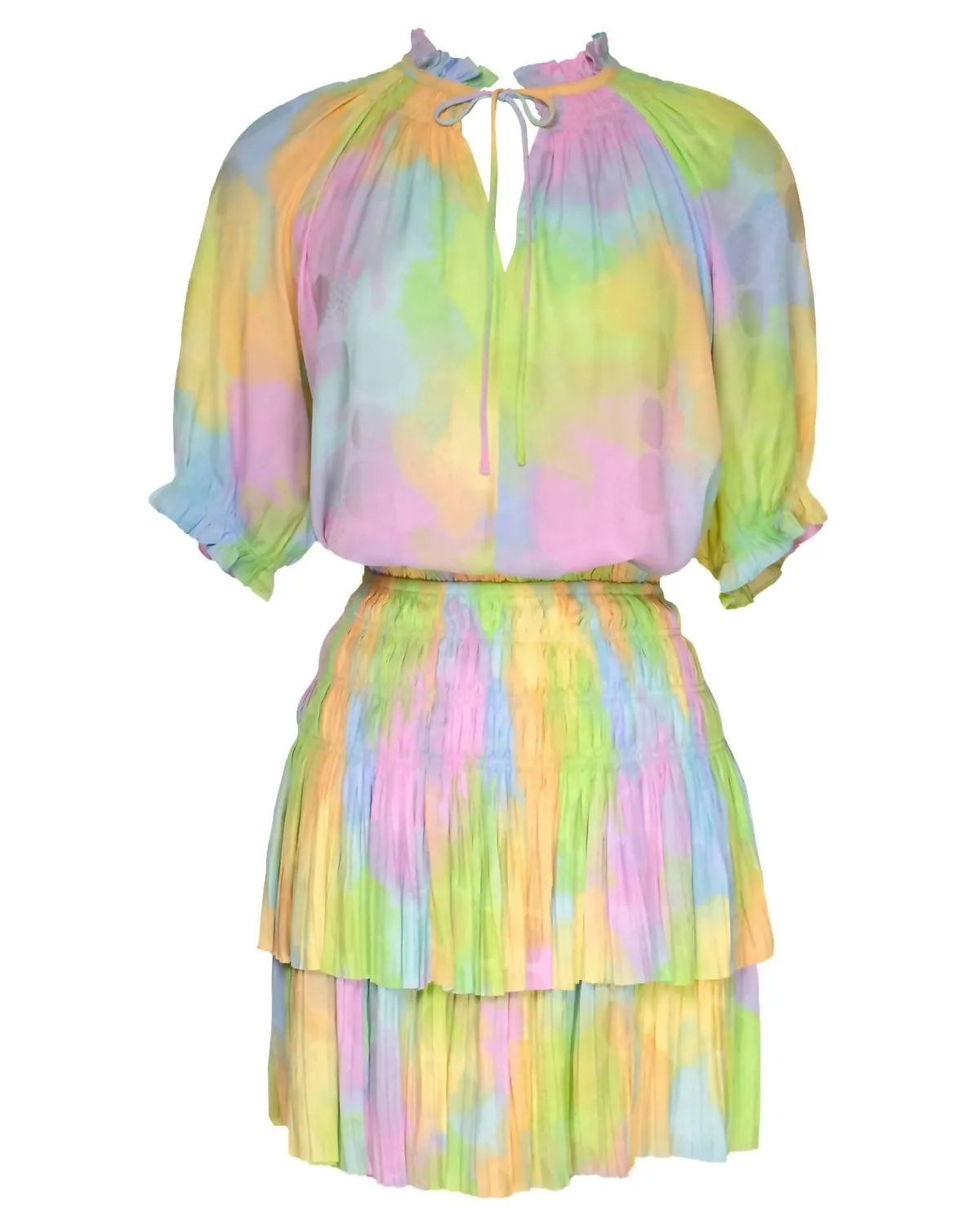 Women's Ruffled Puff Sleeve Blouse In Cotton Candy