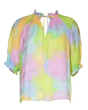Women's Ruffled Puff Sleeve Blouse In Cotton Candy