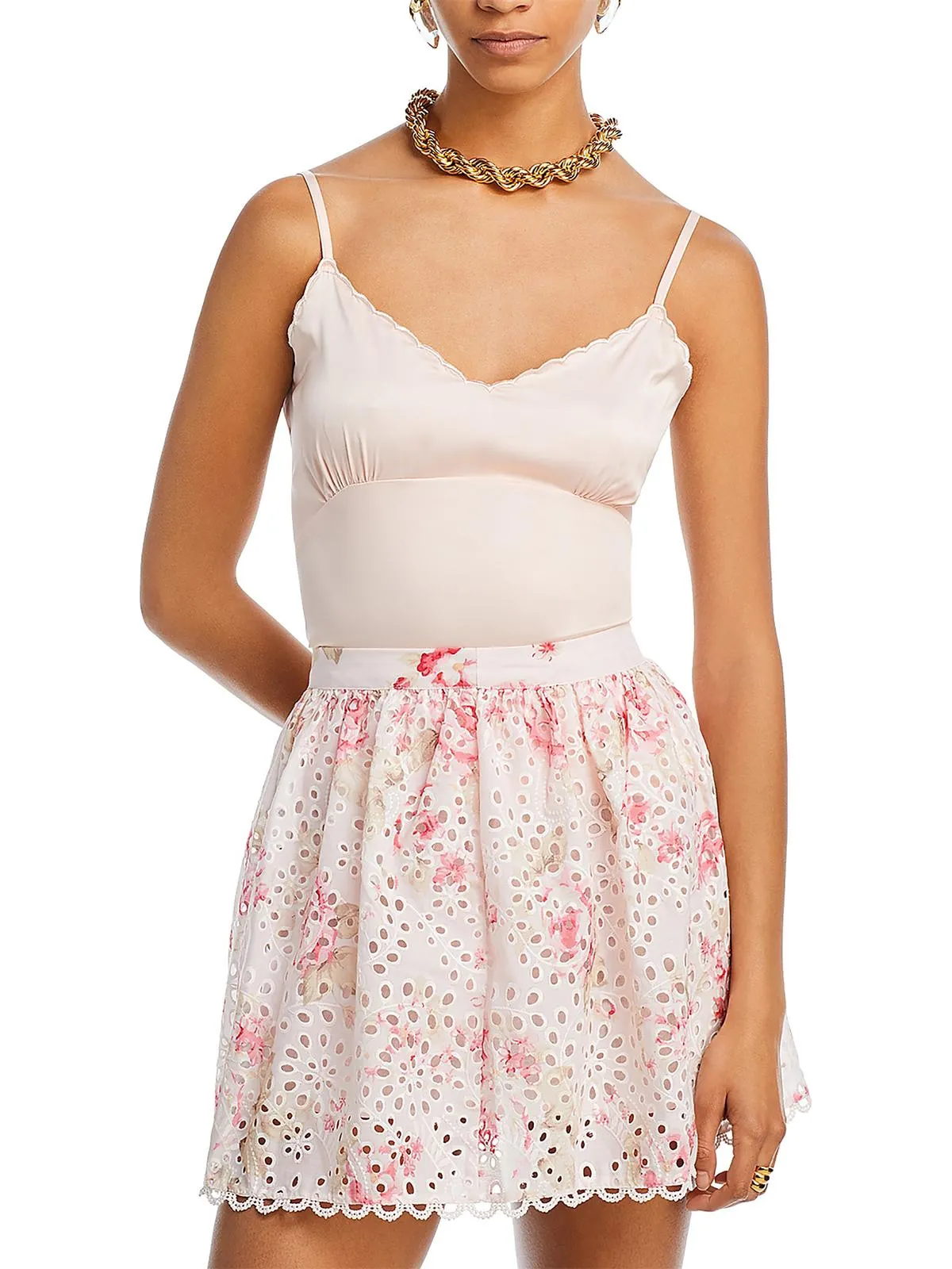 Womens Scalloped Cami Pullover Top
