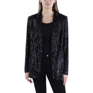 Womens Sequined Special Occasion Open-Front Blazer