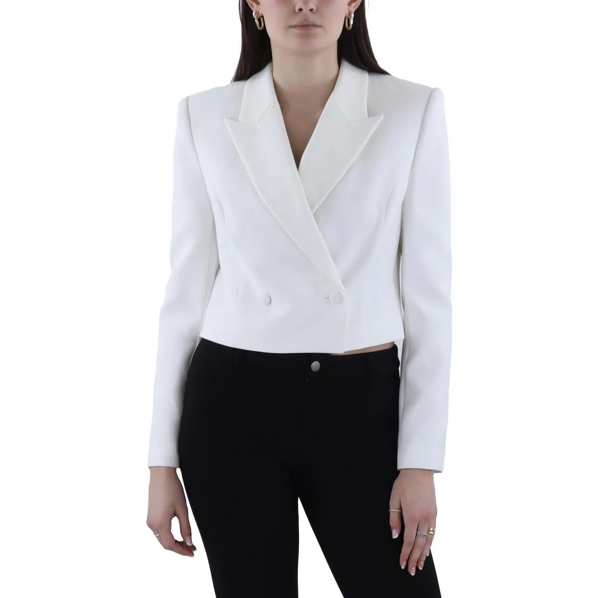 Womens Solid Polyester One-Button Blazer