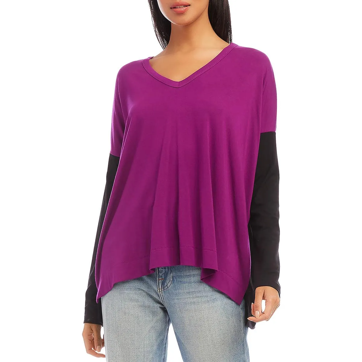 Womens V Neck Long Sleeve Pullover Top