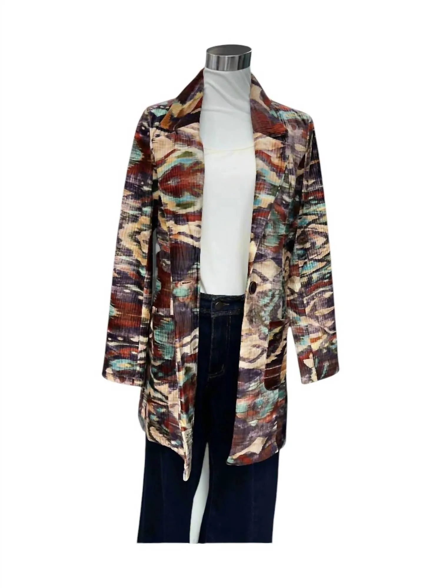 Women's Velvet Corded Blazer In Pinecone Multi