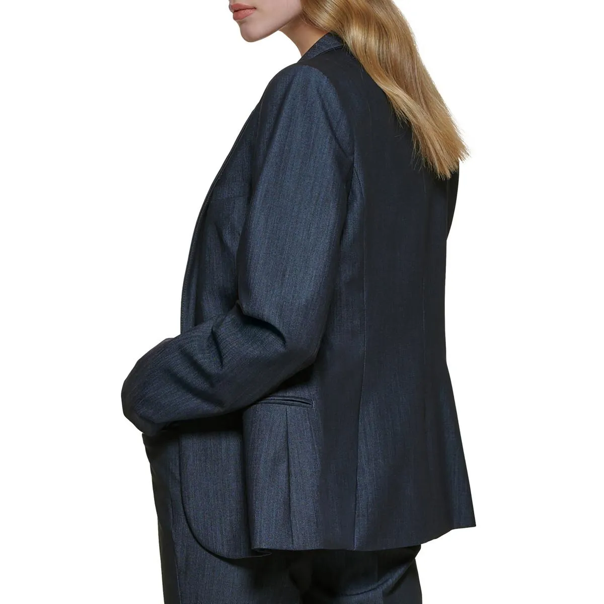 Womens Woven Long Sleeves One-Button Blazer