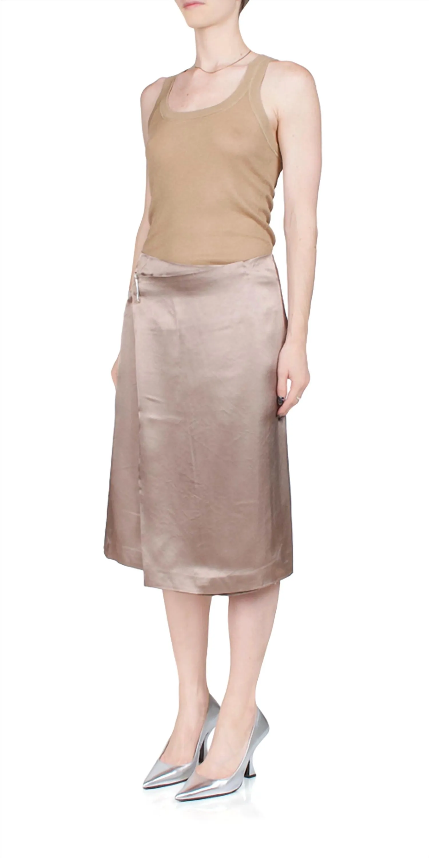 Wrap Midi Skirt In Topaz