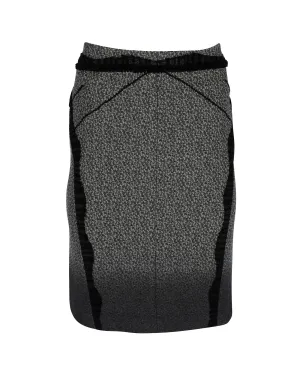 Zac Posen Lace Trim Pencil Skirt in Olive Cotton