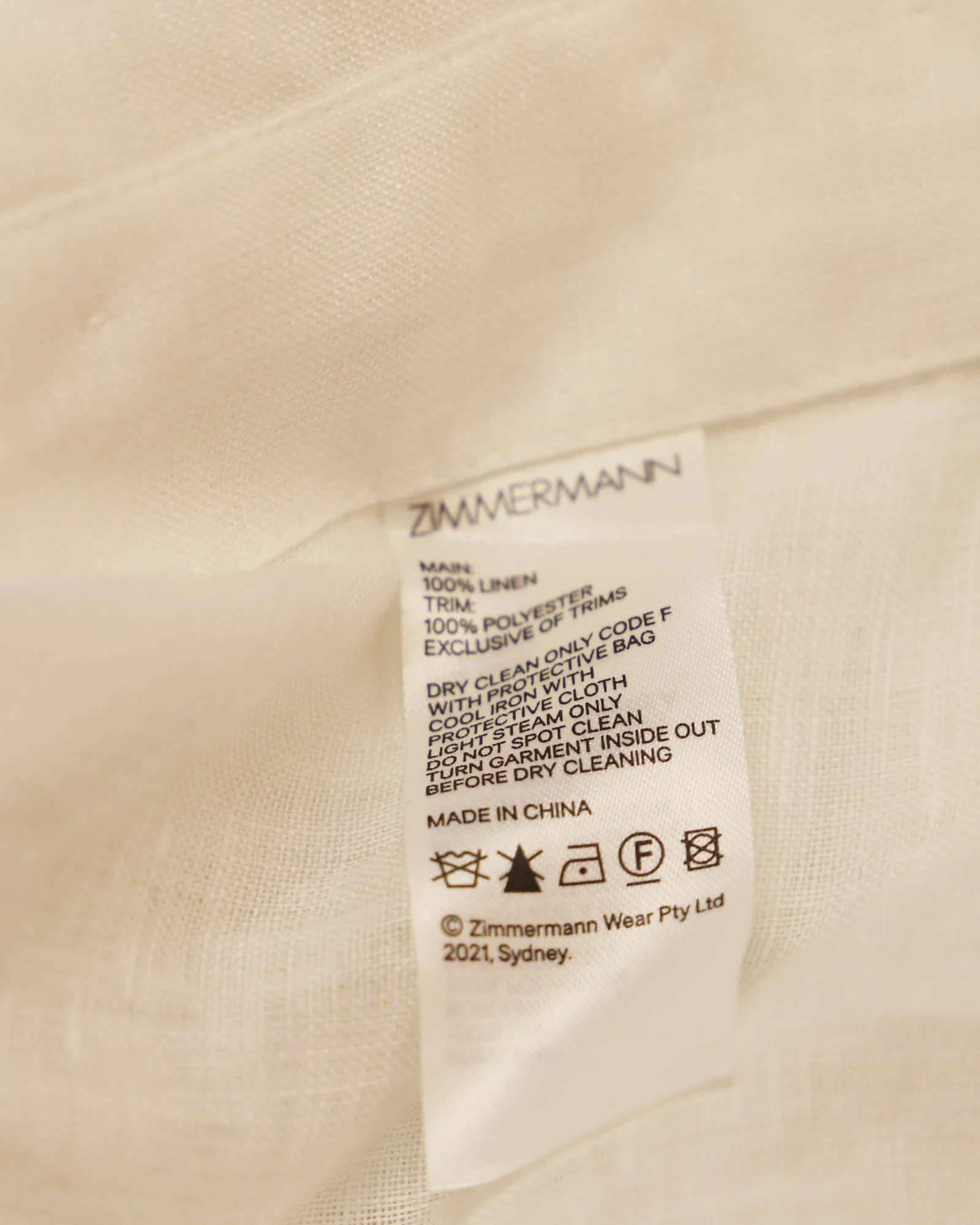 Zimmermann Longsleeve Blouse in White Linen