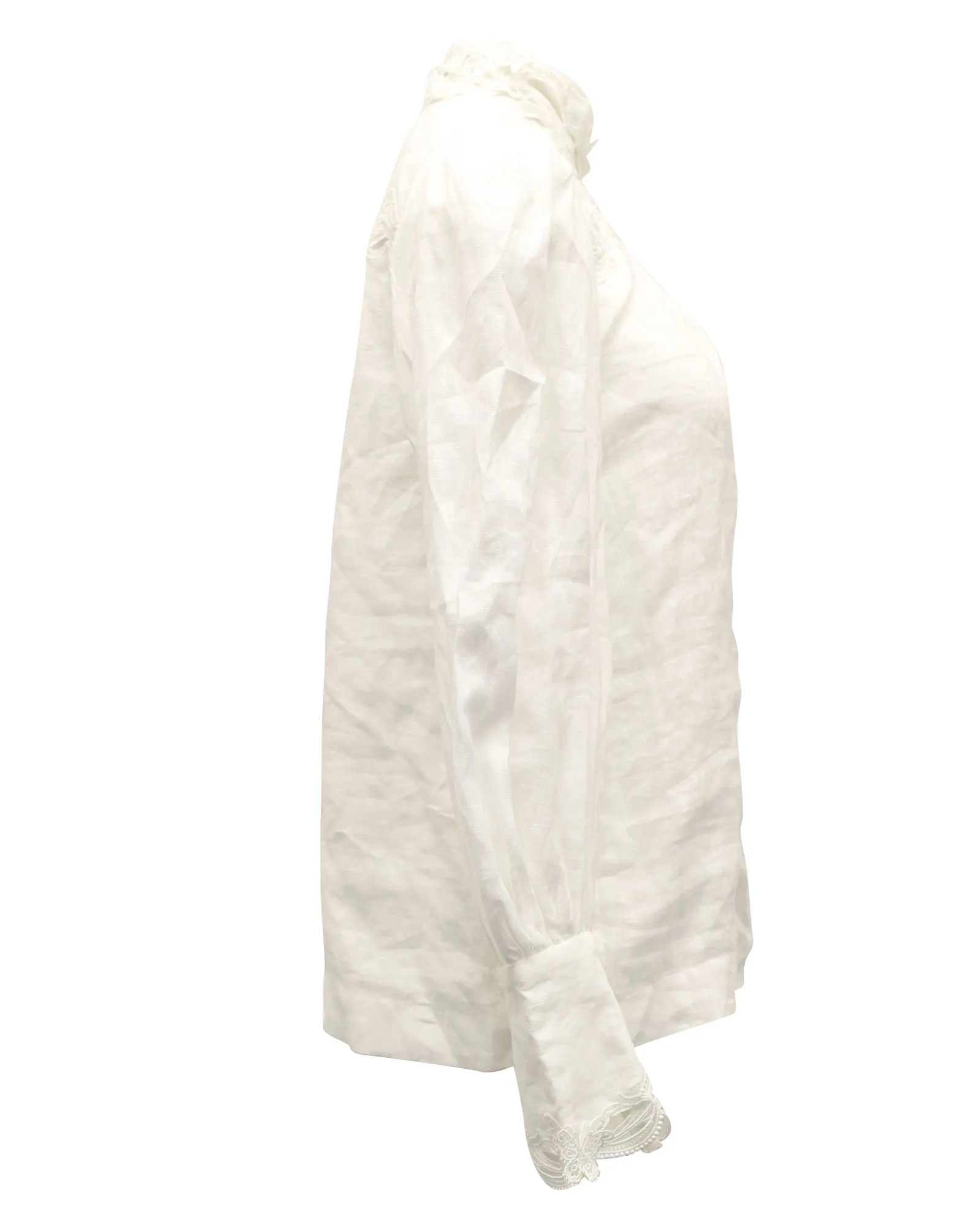 Zimmermann Longsleeve Blouse in White Linen