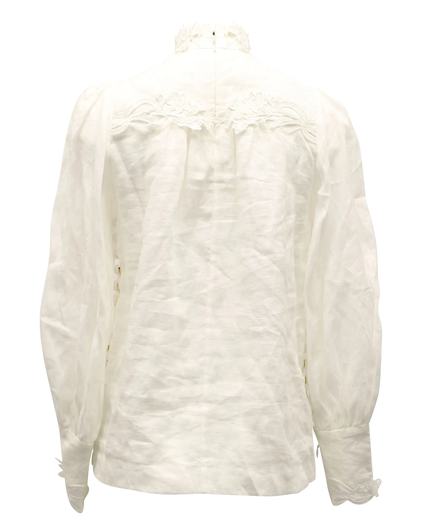 Zimmermann Longsleeve Blouse in White Linen