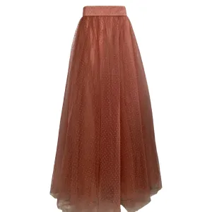 Zimmermann Polka Dot Tulle Maxi Skirt in Blush Polyester