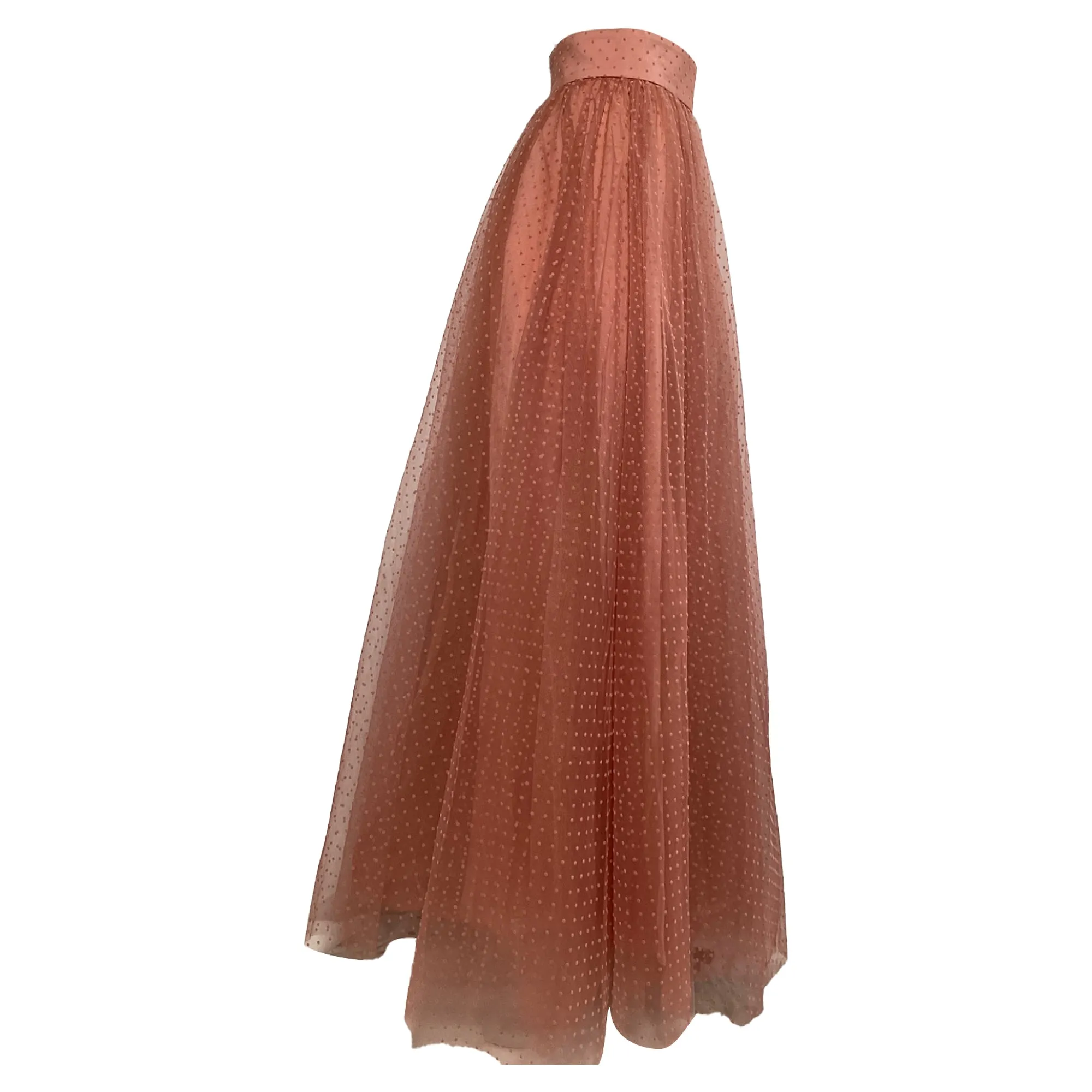 Zimmermann Polka Dot Tulle Maxi Skirt in Blush Polyester