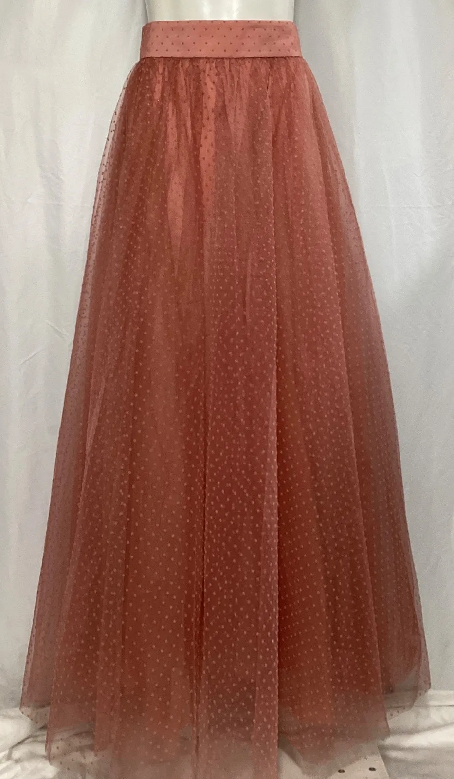 Zimmermann Polka Dot Tulle Maxi Skirt in Blush Polyester